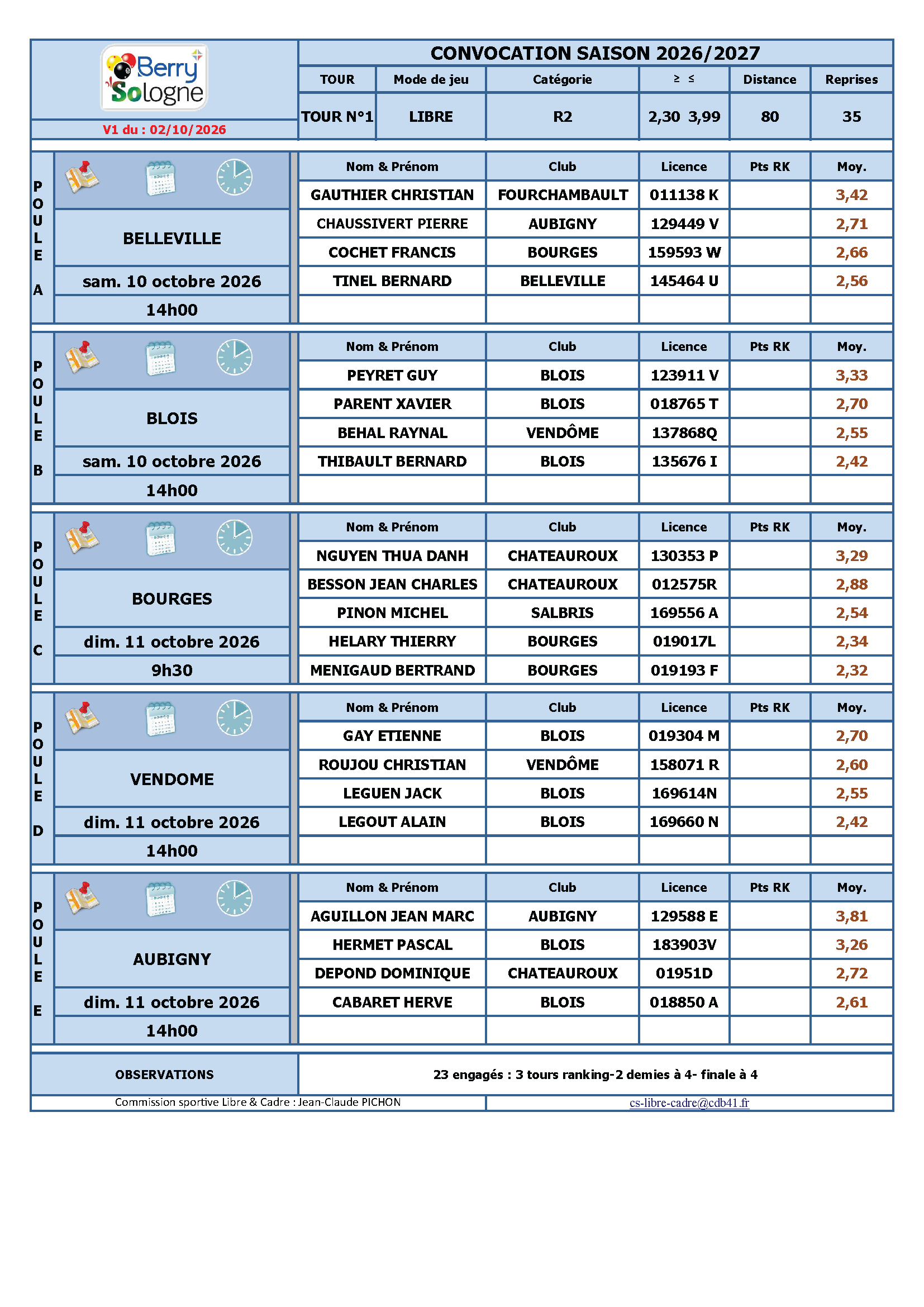 CDB 41 convoc T1 libre R2 2026