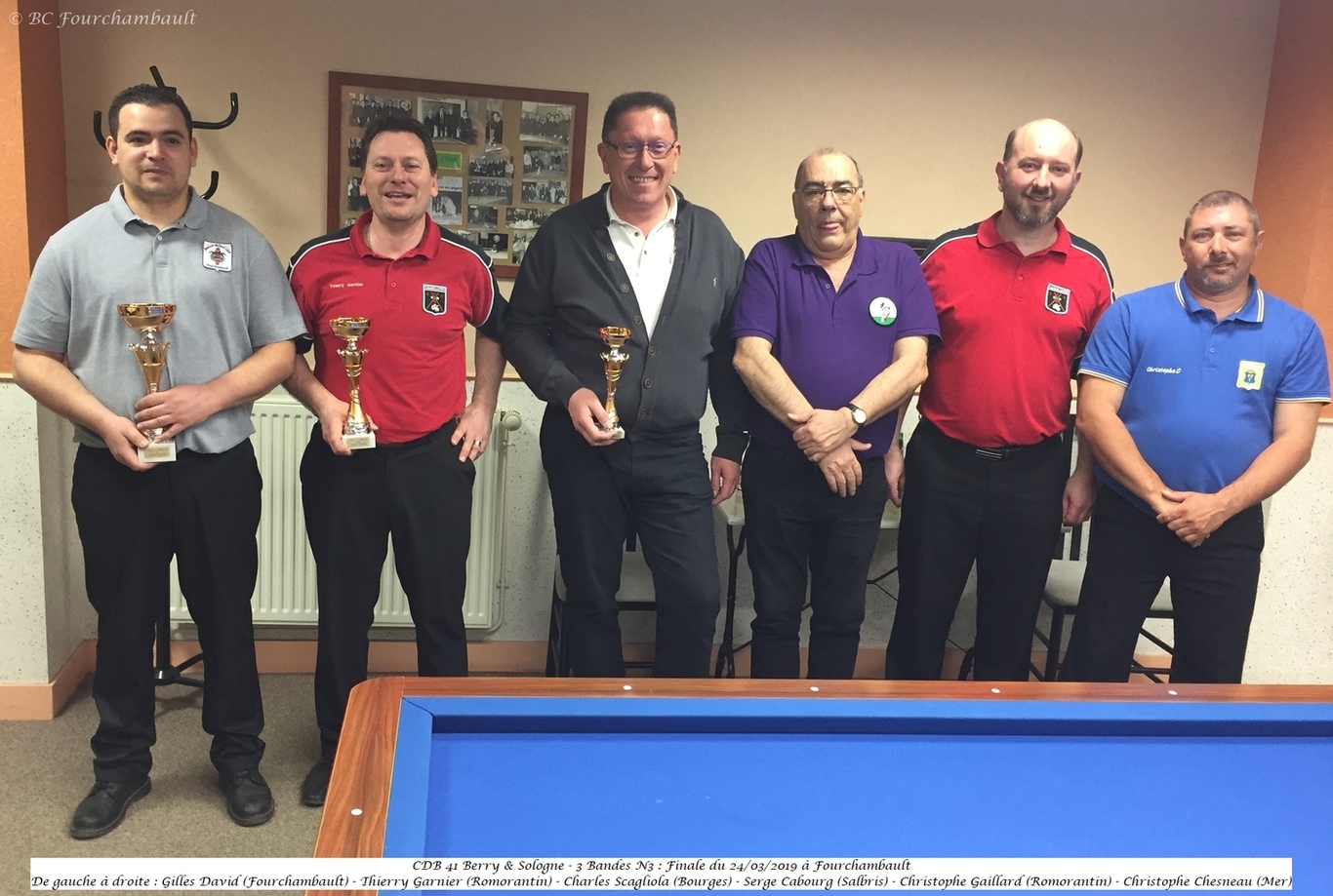 CDB 41 3 Bandes N3 Finale du 24 03 2019 Fourchambault podium