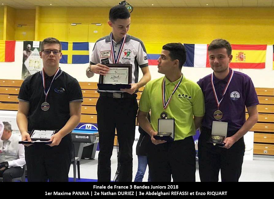 FFB 2018 2019 Championnat de France 3 bandes Juniors La Baule Podium